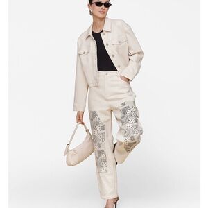 Avec Les Filles Cream High Rise Jeans